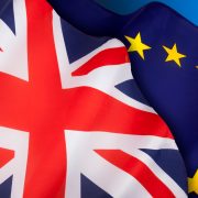 BREXIT - The flags of the United Kingdom of Great Britain and the European Union.